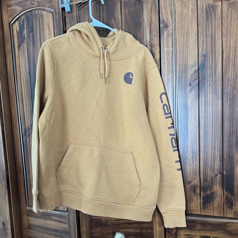 Carhartt Women's Mustardy Brown Hoodie with Logo